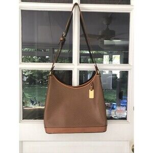 Dooney & Bourke Vintage Cabrio Tan Leather Bag No EO9096 Zip Top Zip Pocket Read